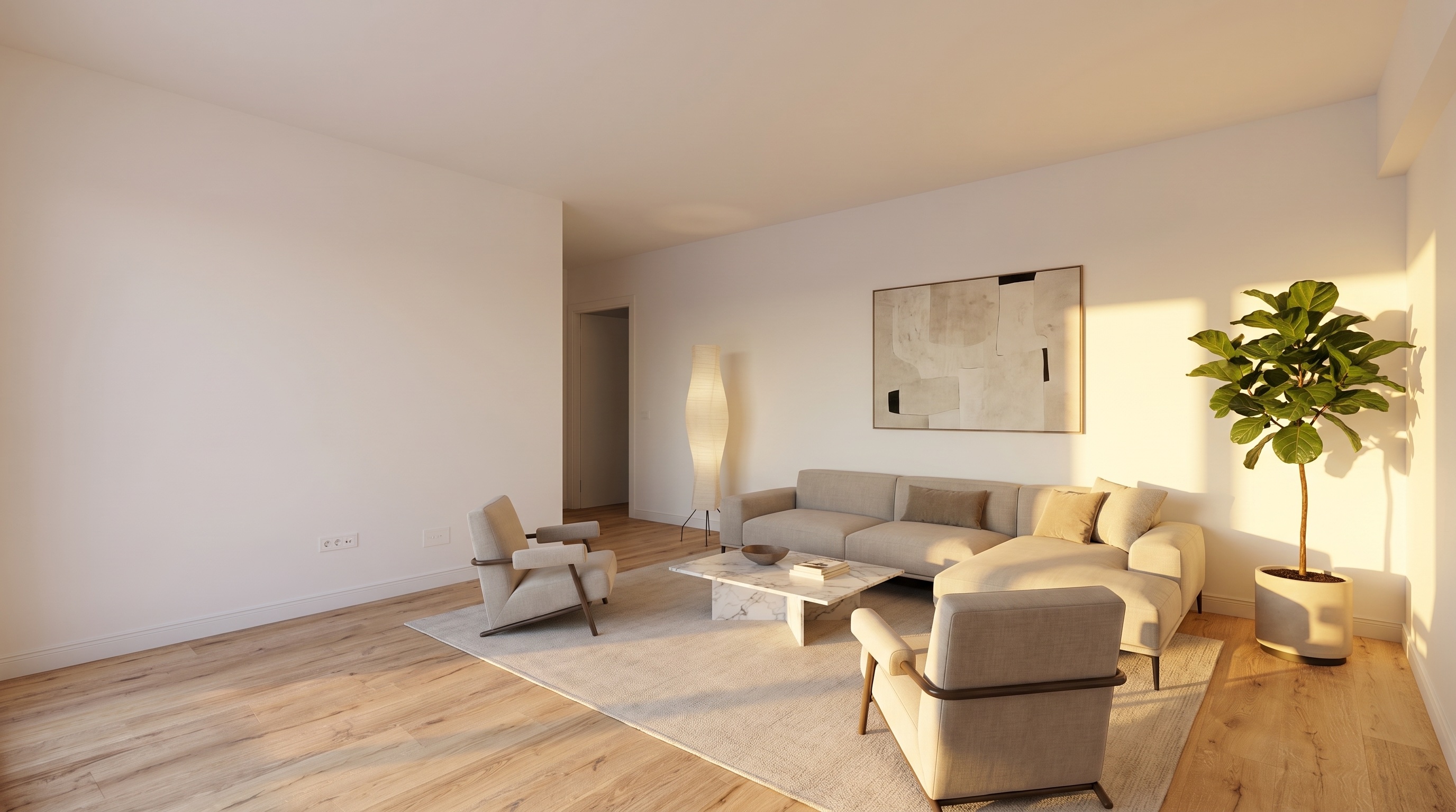 DJR Central — 3 Camere Tip B, living spațios cu canapea gri